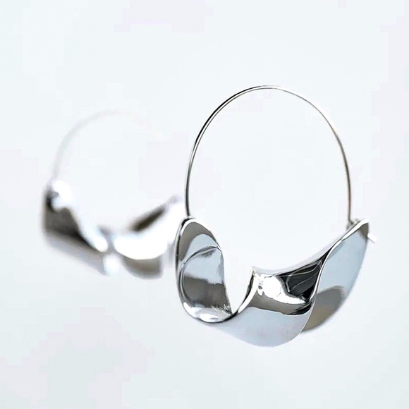 Any 3/$25! Silver Twisted Ribbon Hoop Earrings - Picture 5 of 8